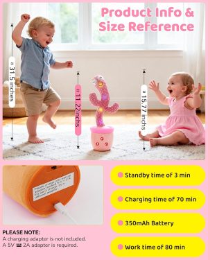 Tworiver Rechargeable Talking Cactus Toys for Toddler.