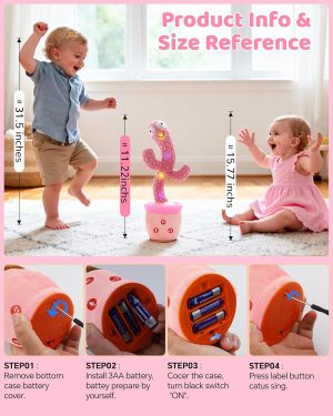 Tworiver Dancing Talking Cactus Toys for Toddler.Mimicking Cactus Toy for Baby Boys Girls 18 Months+