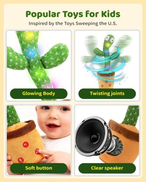 Tworiver Dancing Talking Cactus Baby Toys 0-6 3-6 6-12 12-18 Months. Toddler Boys Girls Gifts for 2 3 4 5 6 7 8 9 10 Month Old Baby Toy