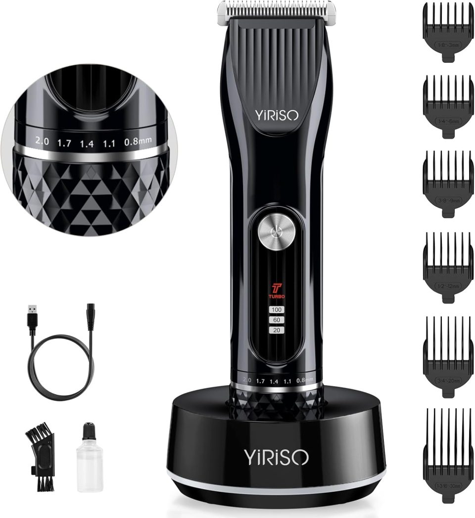 YIRISO Hair Clippers for Men Professional. Electric Razor for Men Beard Trimmer. Turbo-Powered IPX6 Waterproof Hair Trimmer with Adjustable Precision Dial & 6 Guide Combs & Recharge Dock : Beauty & Personal Care