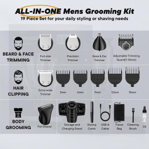 YIRISO Electric Razor Shavers for Men. Cordless Rechargeable Waterproof Grooming Kit for Shaving Face.