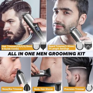 YIRISO Electric Razor Shavers for Men. Cordless Rechargeable Waterproof Grooming Kit for Shaving Face.
